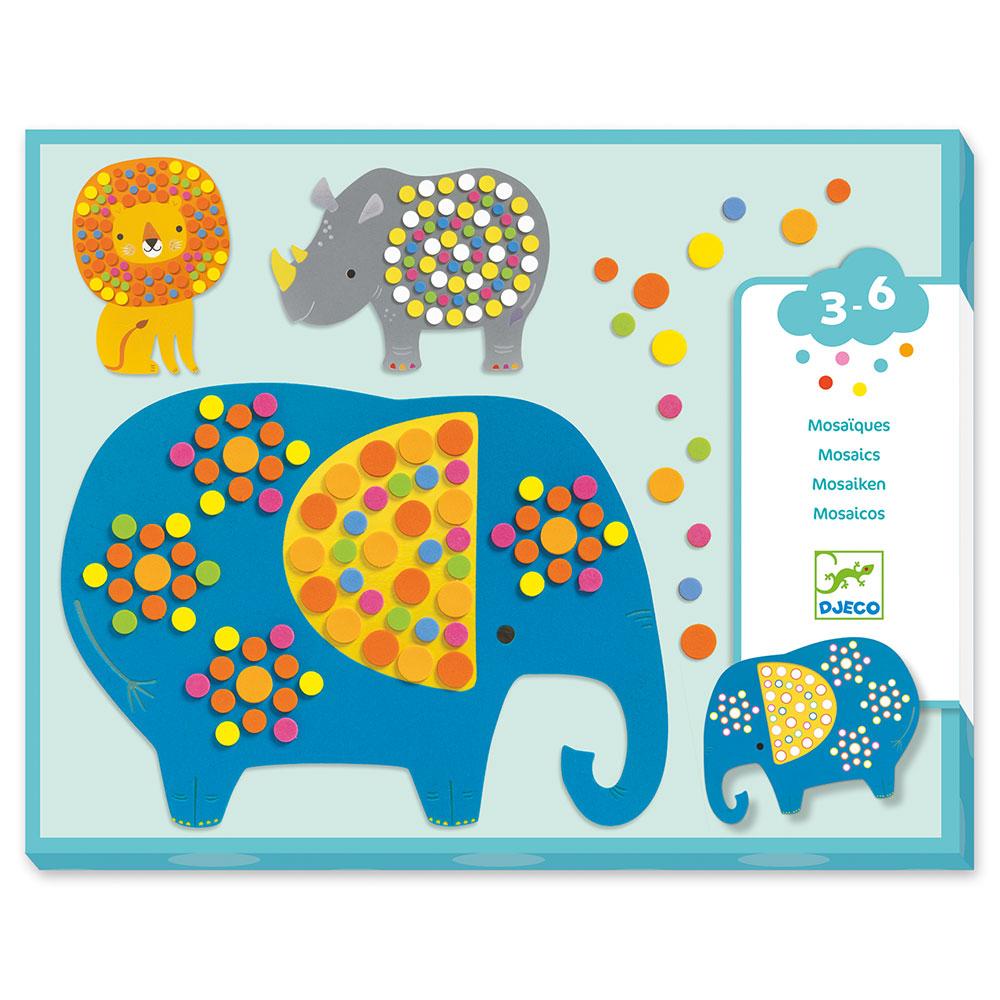 Djeco Mosaic construction with stickers Elephant and animals - 0