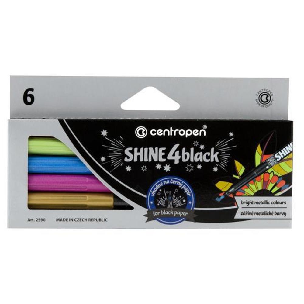 Centropen markers Shine 4black 6 colors  - 0