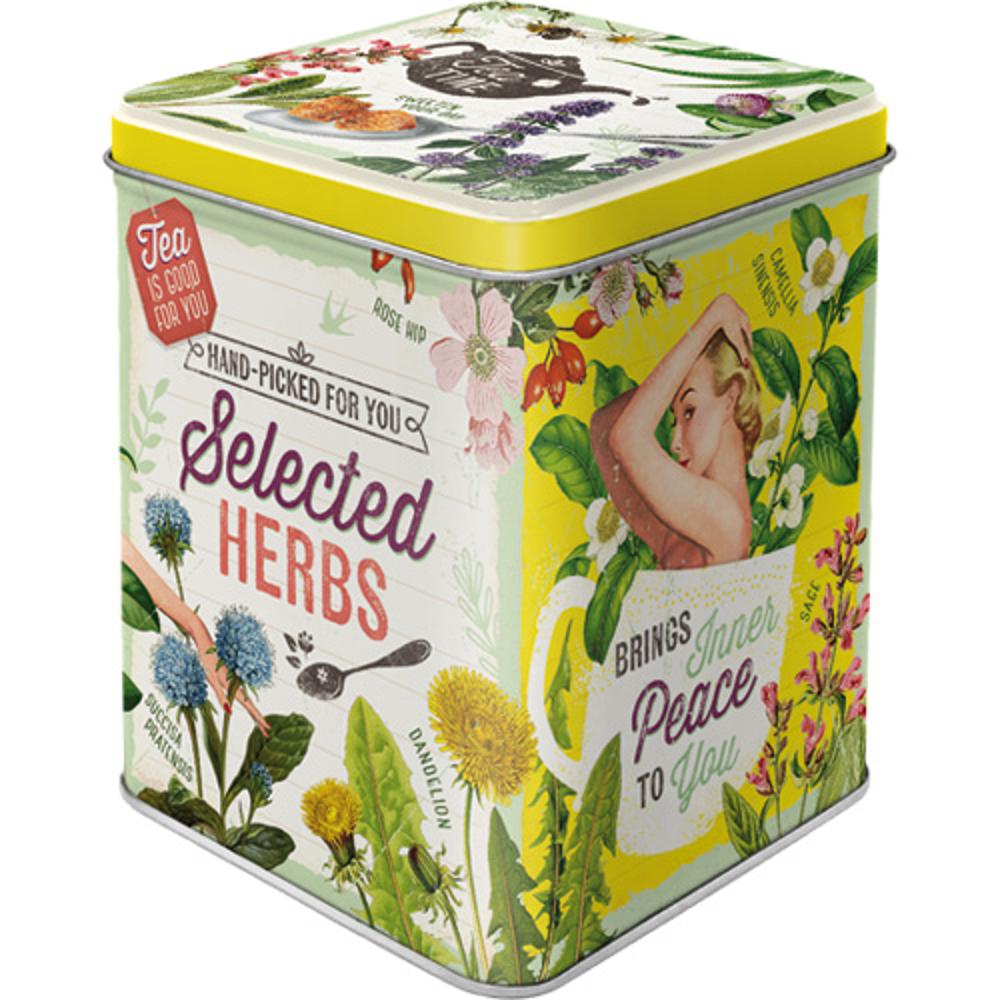 Nostalgic Metal Tea Box Say it 50's Selected Herbs - 0