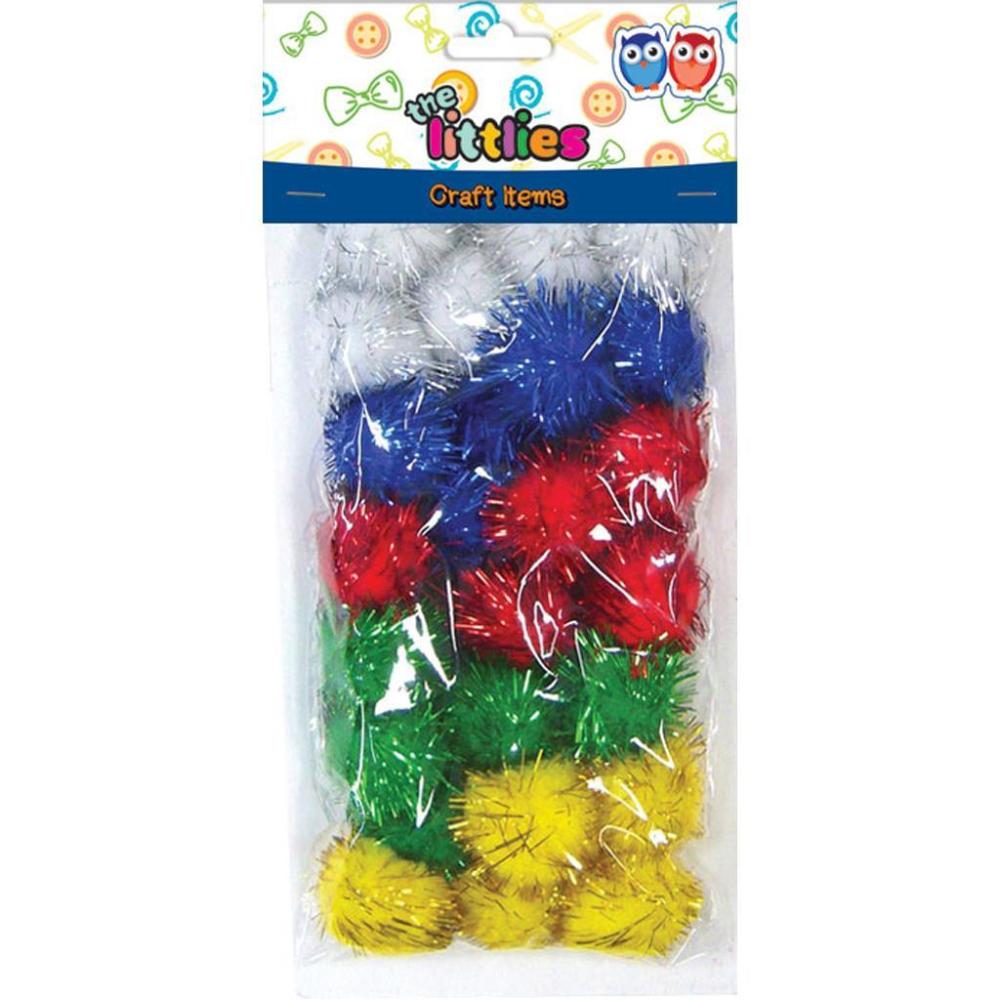   Pom - Pom Craft with metallic luster in 11 Various Colors 15mm 30 Pcs 