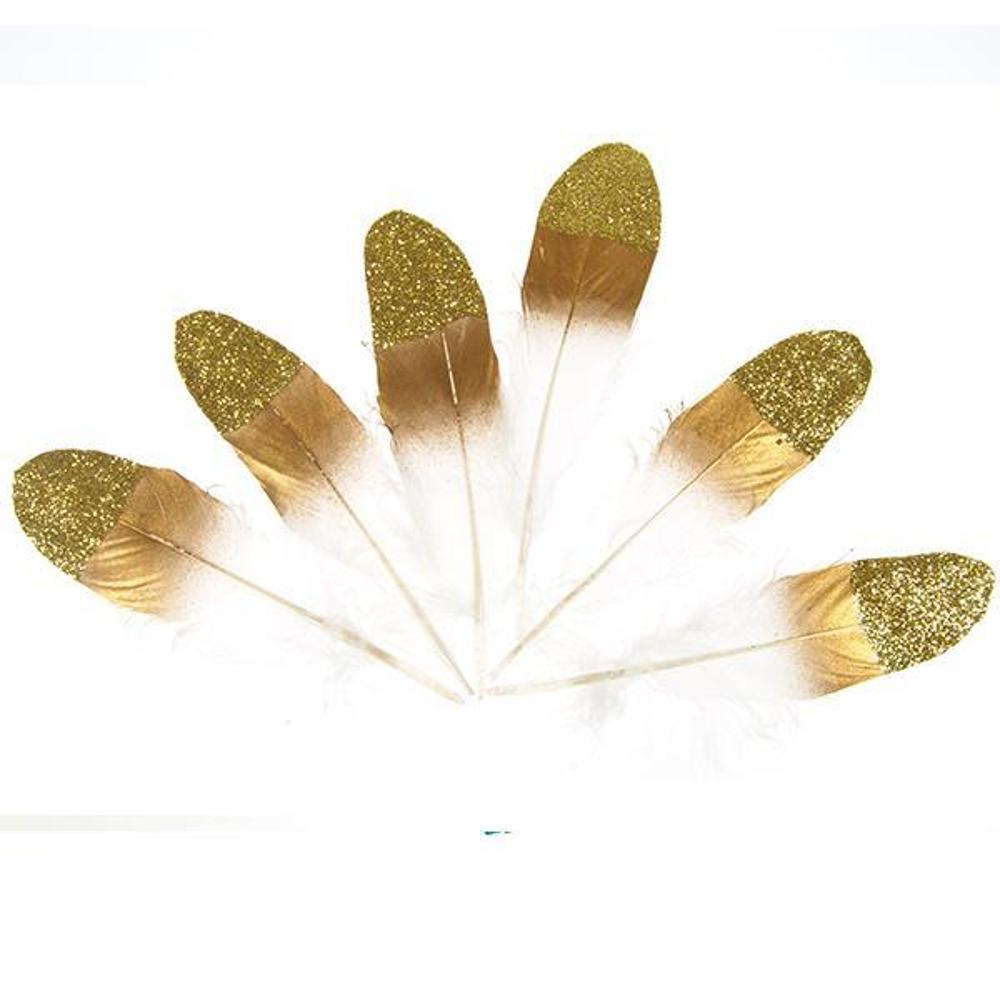 Goose feathers with golden colors, 17-19 cm., 6pcs. 