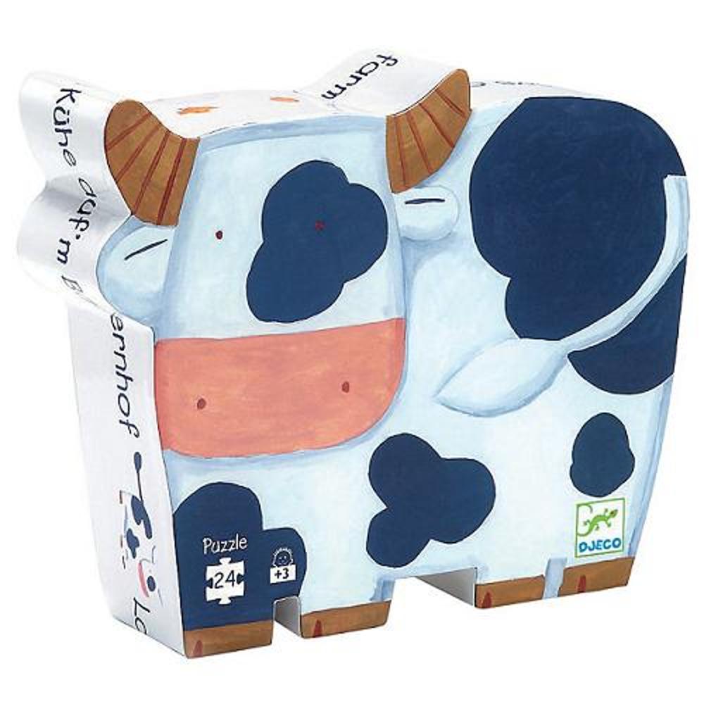 Djeco Puzzle in a schematic box of 24 pcs. Cow on the farm - 0