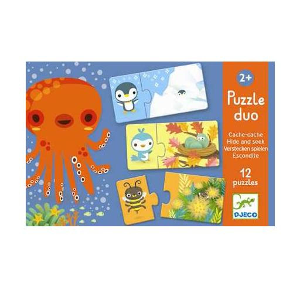 Djeco 12 Puzzle Duo Animals play hide and seek