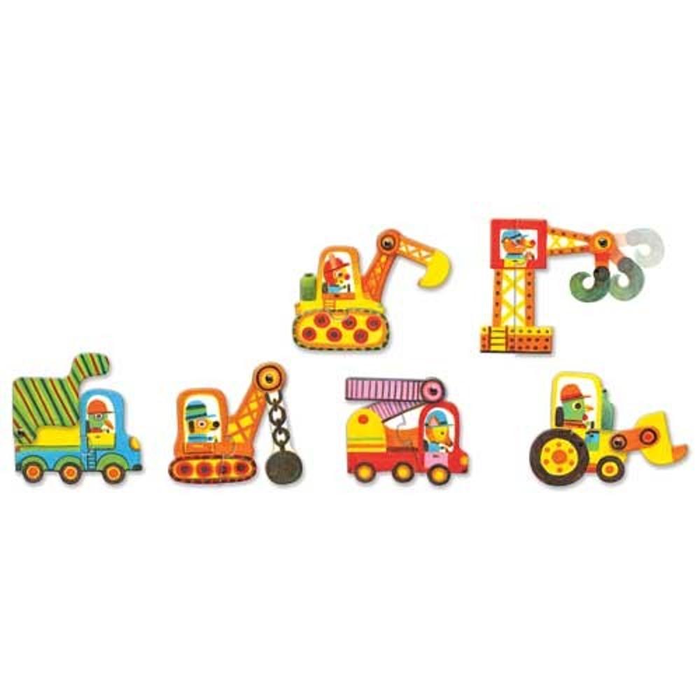 Djeco 6 Puzzle Duo Vehicles with Motion - 1