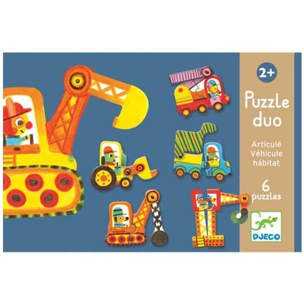 Djeco 6 Puzzle Duo Vehicles with Motion - 0