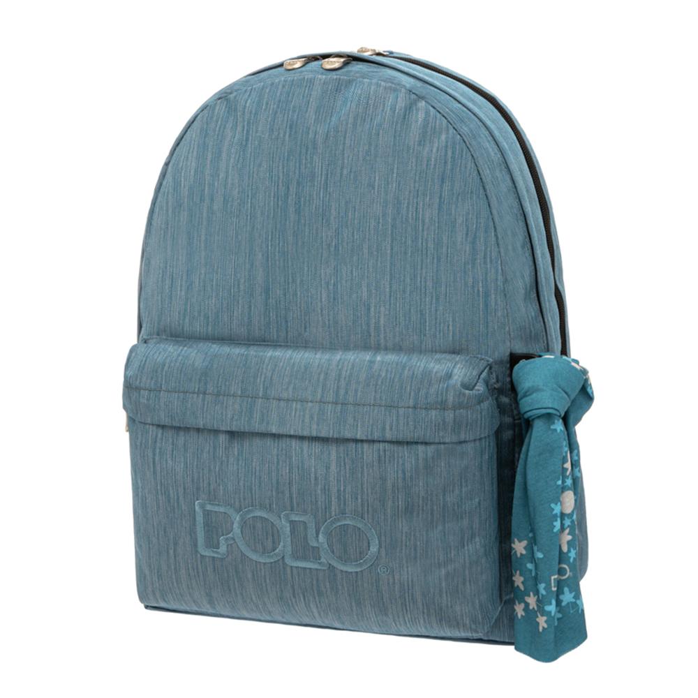 Polo Original Double Backpack lIGHT bLUE with Scarf - 0