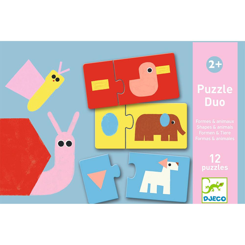 Djeco 12 Puzzle Duo Animals - Shapes - 1