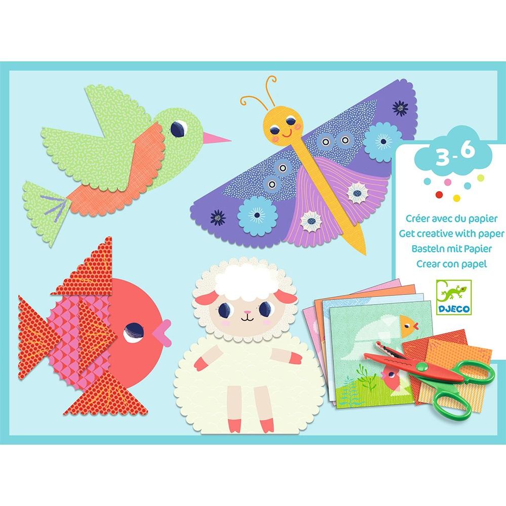 Djeco Collage with stickers and scissors Animals - 0