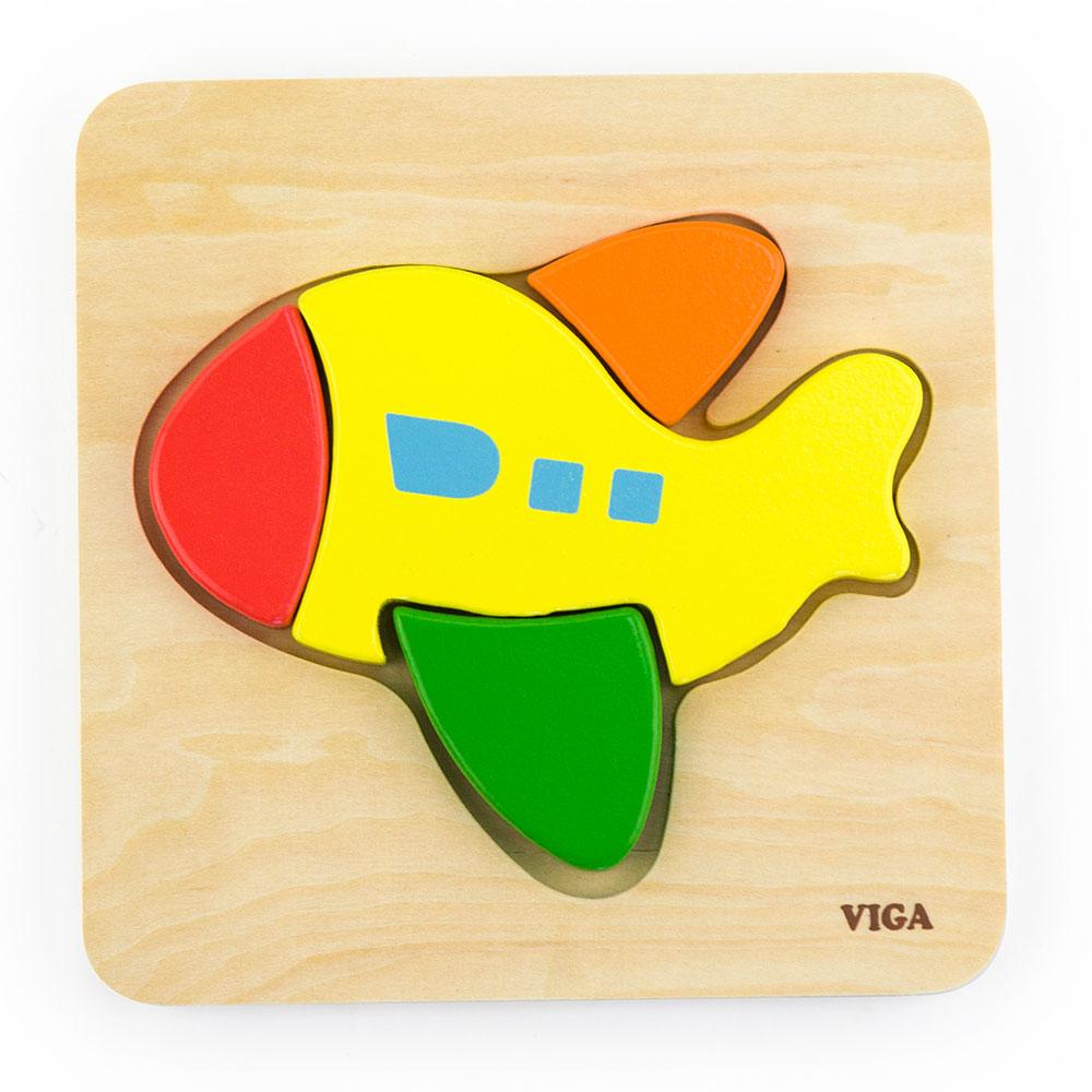 Viga Wooden puzzle airplane 15x15 cm. - 0