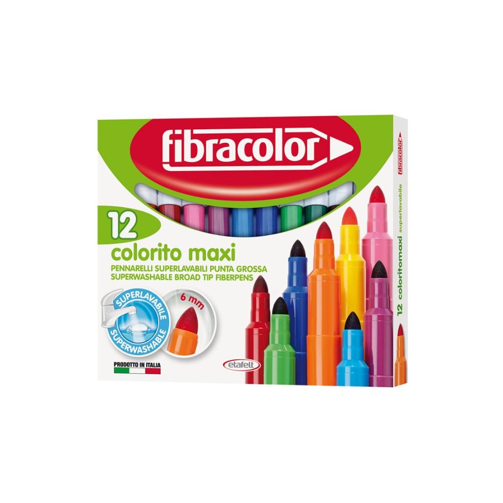 Markers COLORITO MAXI 12 Colors - 6MM FIBRACOLOR 