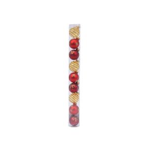 Στολίδια Σετ 9 Τεμαχίων Γυάλινα Γυαλιστερά Κόκκινο/Χρυσό Σε Mix Σχέδια Φ3cm Kaemingk 010061 - 35082