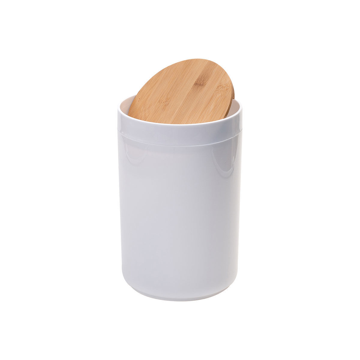 Χαρτοδοχείο Μπάνιου Λευκό Bamboo Πλαστικό 5lt Με Παλλόμενο Καπάκι Estia 02-3869 - 1