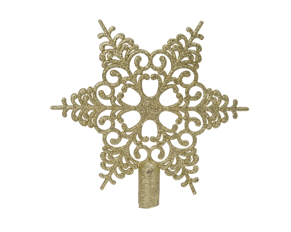 Στολίδι Κορυφή Snowflake Απο Πλαστικό Χρυσό 2x20,5x19cm Kaemingk 029021