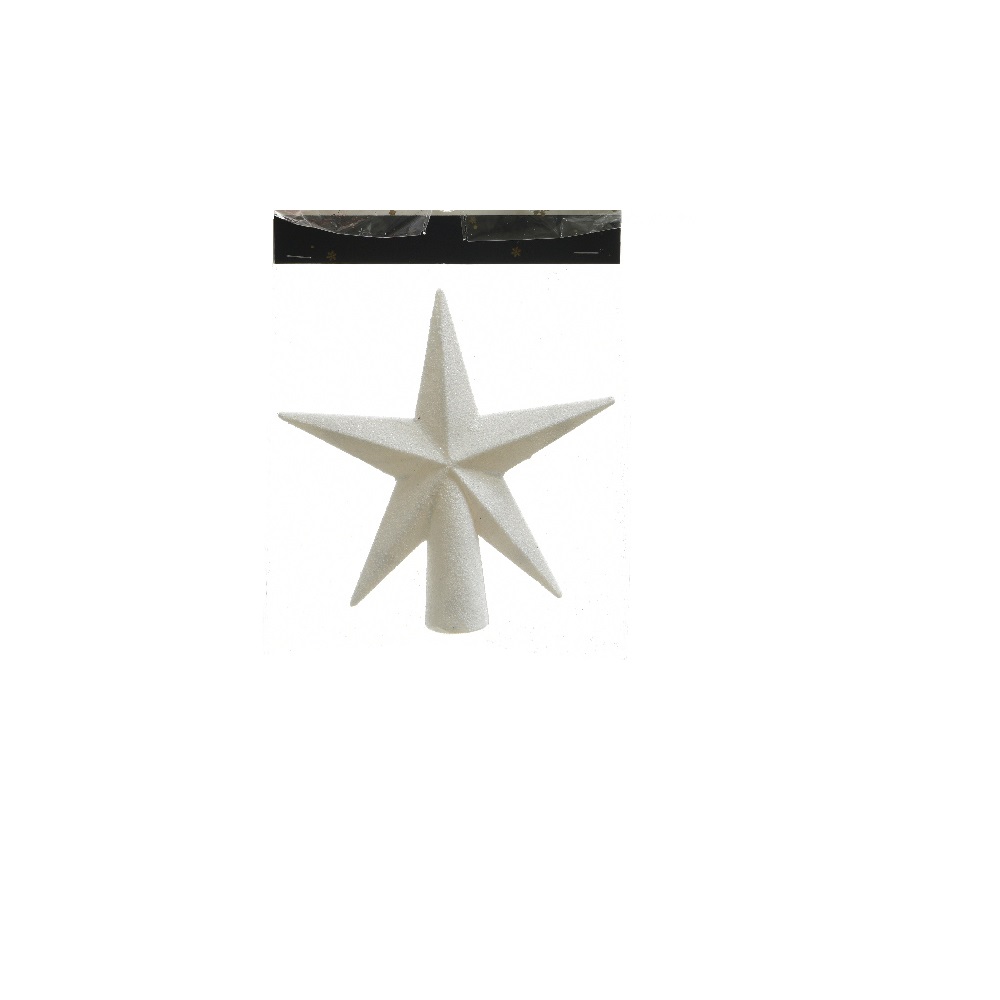 Κορυφή Αστέρι Άθραυστο Άσπρο/Κρέμ Με Glitter Φ12xh13cm Kaemingk 029079-3 - 0