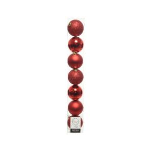 Στολίδια Σετ 7 Τεμαχίων Πλαστικά Άθραυστα Κόκκινα (Γυαλιστερά,Ματ,Glitter) Φ8cm Kaemingk 029153 - 34060