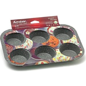 Φόρμα Cupcakes/Muffins με Μαρμάρινη Επίστρωση 6 Θέσεων 26.5x17.5cm Keystone 08.61.06 - 11119