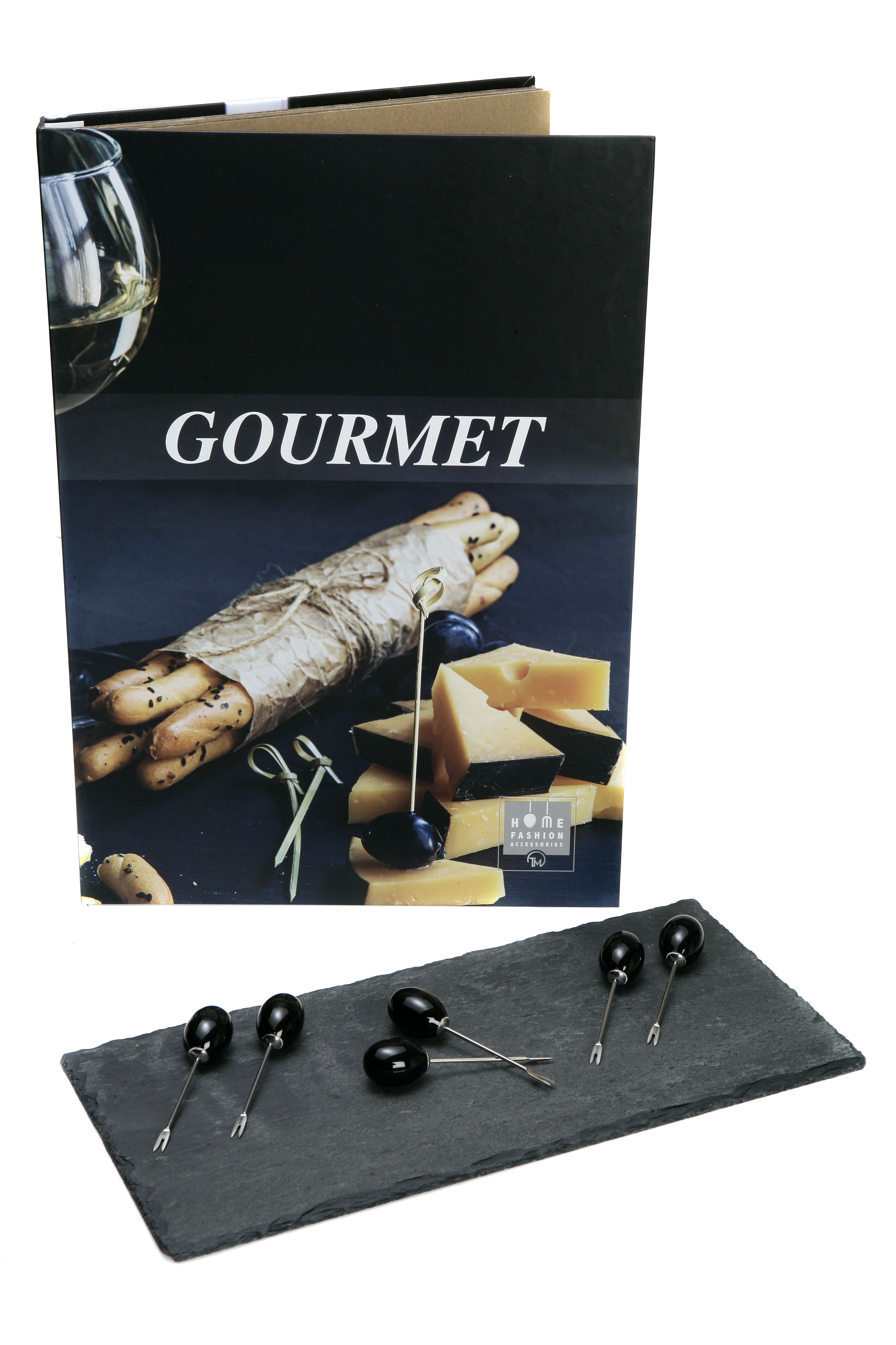 Πέτρινο Πλατό Τυριών Με 6 πιρουνάκια Τυριού Βιβλίο Gourmet Vol 4 HFA 5460004 - 0