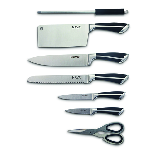 Ατσάλινα μαχαίρια ανοξείδωτα σε ακρυλική βάση σετ 8 τεμαχίων 10-167-021 Nava - 1