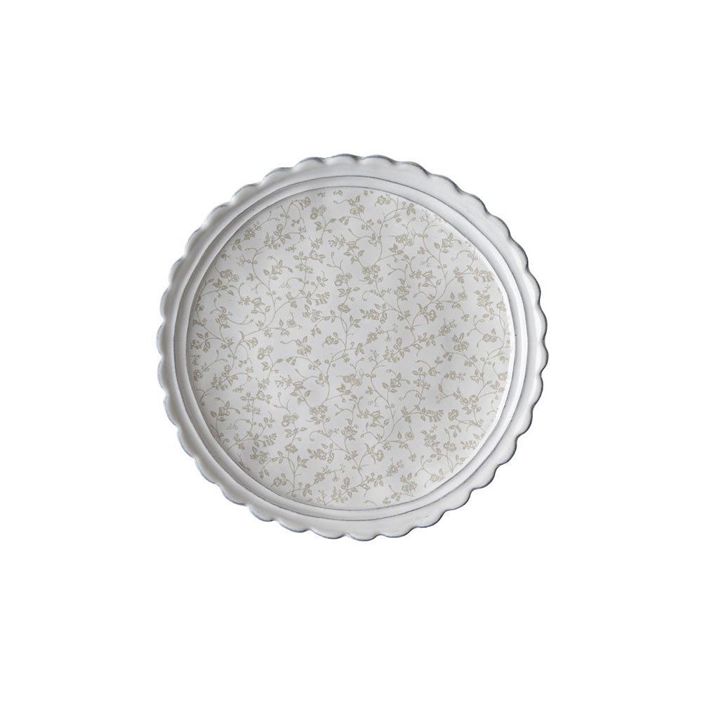 Πιάτο Λευκό Ανάγλυφο Με Λουλούδι Γκρι 20cm Stoneware Artisan Laura Ashley 183181 - 0