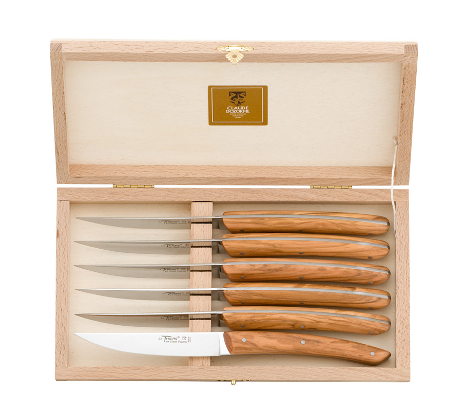 Σέτ μαχαιριών φιλέτου 6 τεμαχίων – Olive Wood Handle Laguiole Thiers Classique Claude Dozorme 2-90-001-89