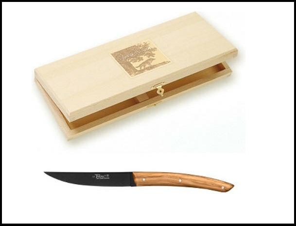 Μαχαίρια Μπριζόλας-Steak Σετ 6 Τεμαχίων Olive Wood Thiers Black Blade- Laguiole Claude Dozorme 2.90.001.89Ν  - 0