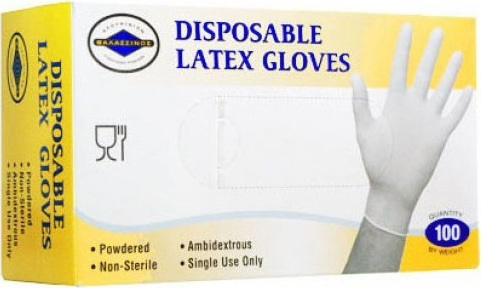 Γάντια Λάτεξ Με Πούδρα Λευκό 100τεμ/Πακέτο Θαλασσινός 