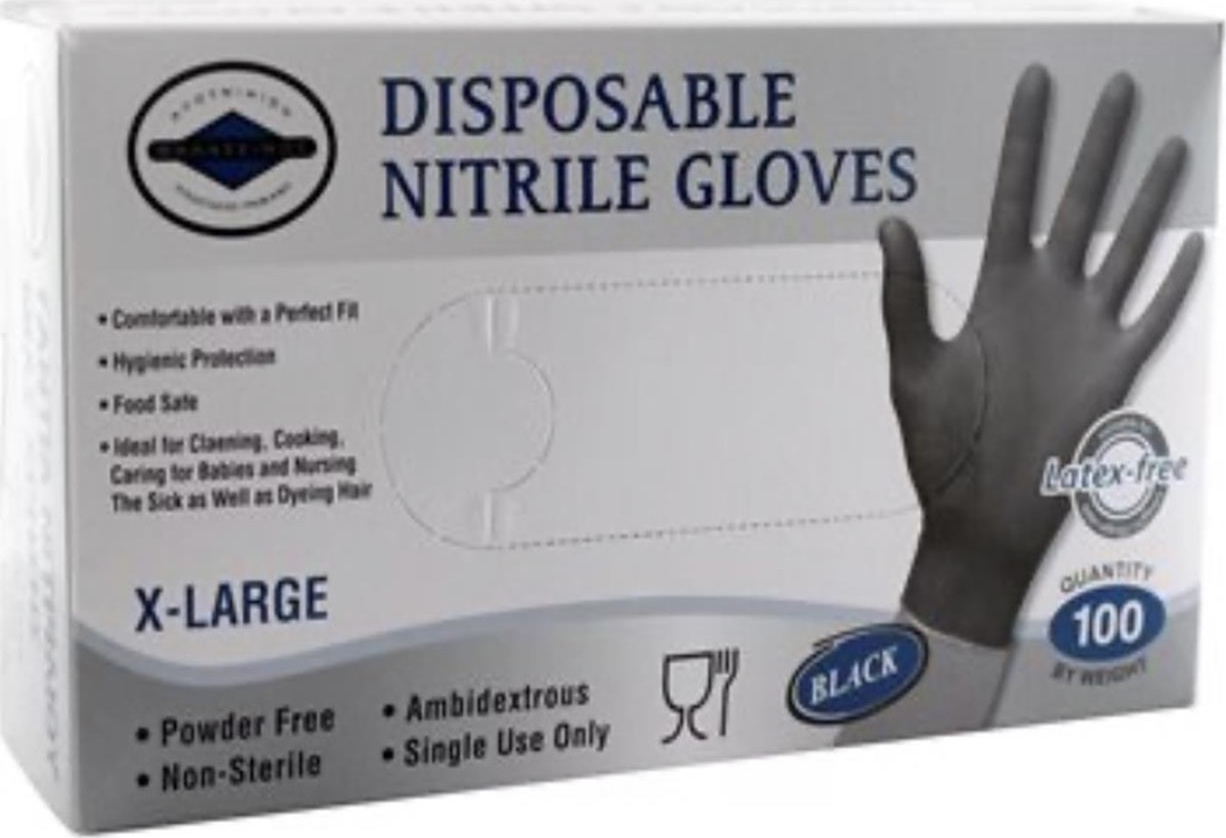 Γάντια Νιτριλίου Χωρίς Πούδρα Μαύρα 100τεμ/Πακέτο Θαλασσινός 