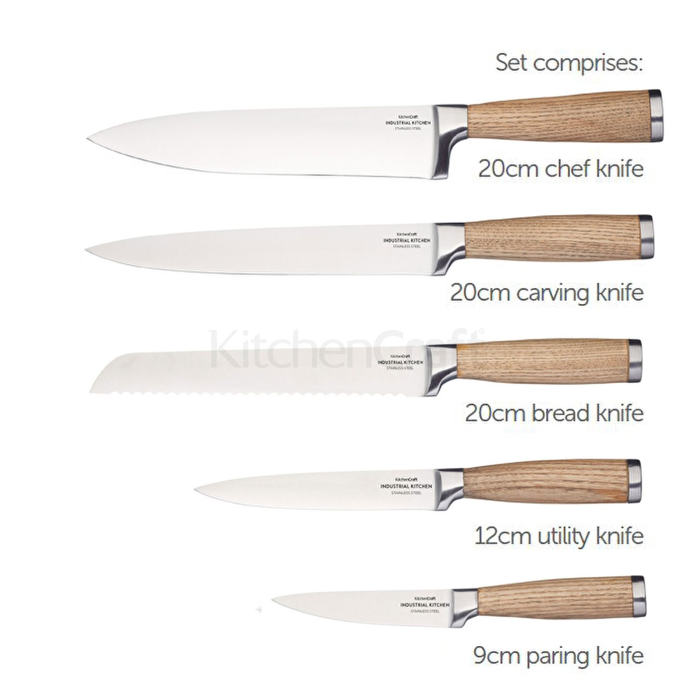Σετ 5 Μαχαίρια Με Βάση INDKNB Kitchen Craft 35.03036 - 1
