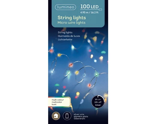 Διακοσμητικα φωτακια με Led εσωτερικου χωρου μπαταρια L495cm χρωμα ασημι- πολυχρωμα Kaemingk 485033 - 2
