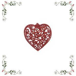 Στολίδι Καρδιά Πλαστικό Κόκκινο Με Glitter Φ10xY4cm Kaemingk 515199-1 - 34397