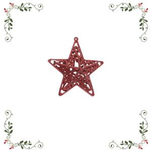Στολίδι Αστέρι Πλαστικό Κόκκινο Με Glitter Φ10xY4cm Kaemingk 515199-3 - 34401