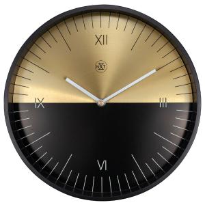 Ρολόι Τοίχου Πλαστικό Μαύρο /Χρυσό Φ30cm NexTime 52973350 - 31362