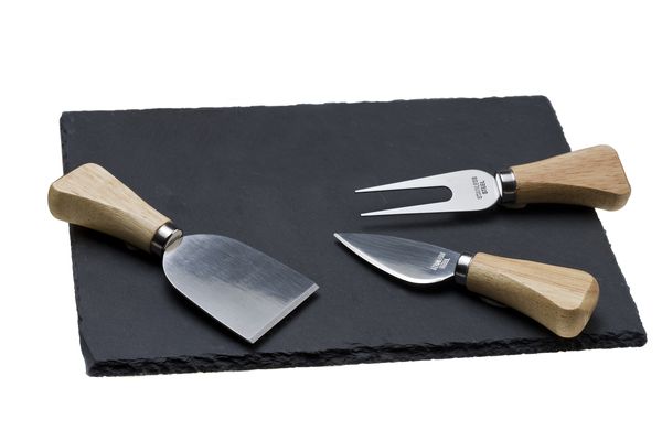 Πέτρινο πλατό GOURMET με 3 μαχαίρια τυριού 24x18cm HFA 5460002