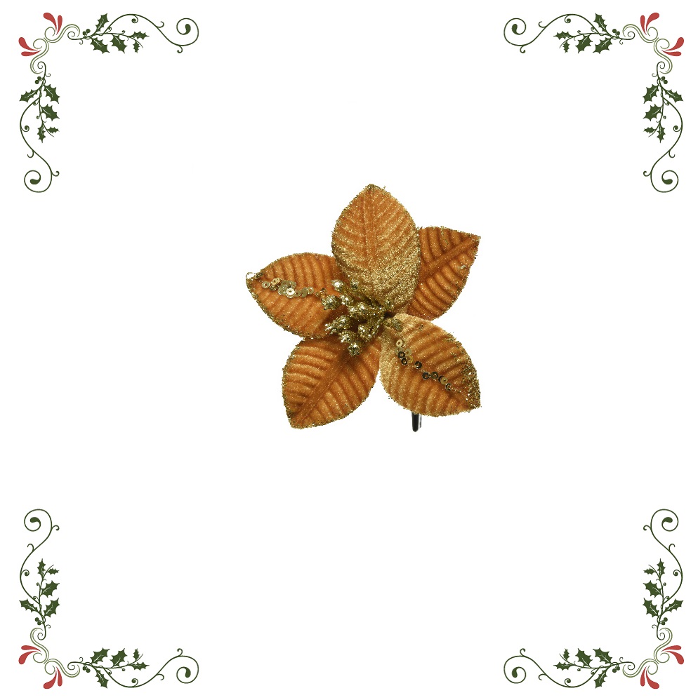 Αλεξανδρινό Λουλούδι Πορτοκαλί Βελούδινο Σε Στέλεχος Πολυεστερικό 10x10x2cm Kaemingk 629597-1