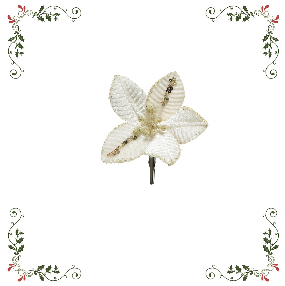Αλεξανδρινό Λουλούδι Λευκό Βελούδινο Σε Στέλεχος Πολυεστερικό 10x10x2cm Kaemingk 629597-2