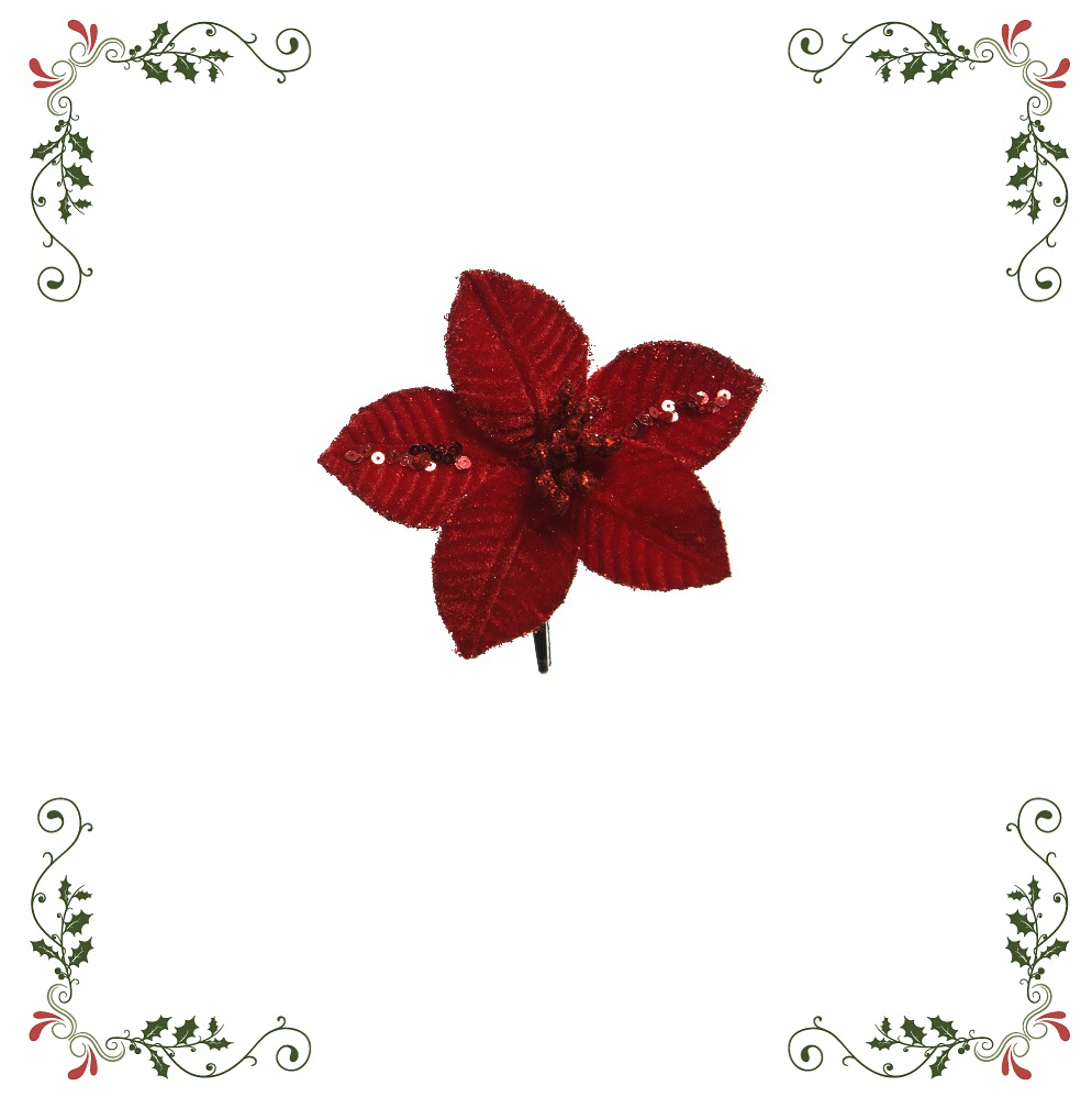 Αλεξανδρινό Λουλούδι Κόκκινο Βελούδινο Σε Στέλεχος Πολυεστερικό 10x10x2cm Kaemingk 629597-4