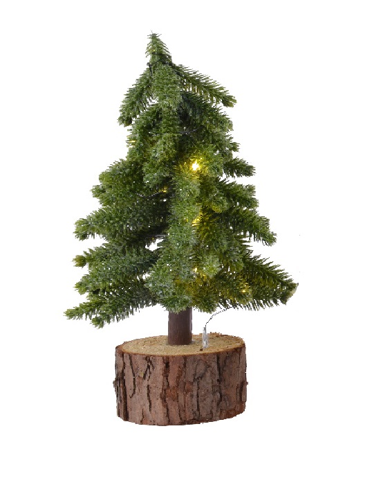 Δέντρο Mini Πάνω Σε Ξύλο Με 15MicroLed Εσωτερικού Χώρου (PVC) Φ15x37cm Kaemingk 680482-1