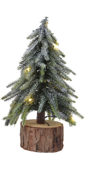 Δέντρο Mini Πάνω Σε Ξύλο Με 15MicroLed Εσωτερικού Χώρου (PVC) Φ15x37cm Kaemingk 680482-4