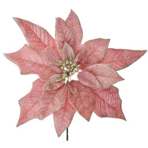 Χριστουγεννιάτικο Διακοσμητικό Λουλούδι Πικ 22cm Ροζ Αλεξανδρινό AI Decoration 72850 - 26350