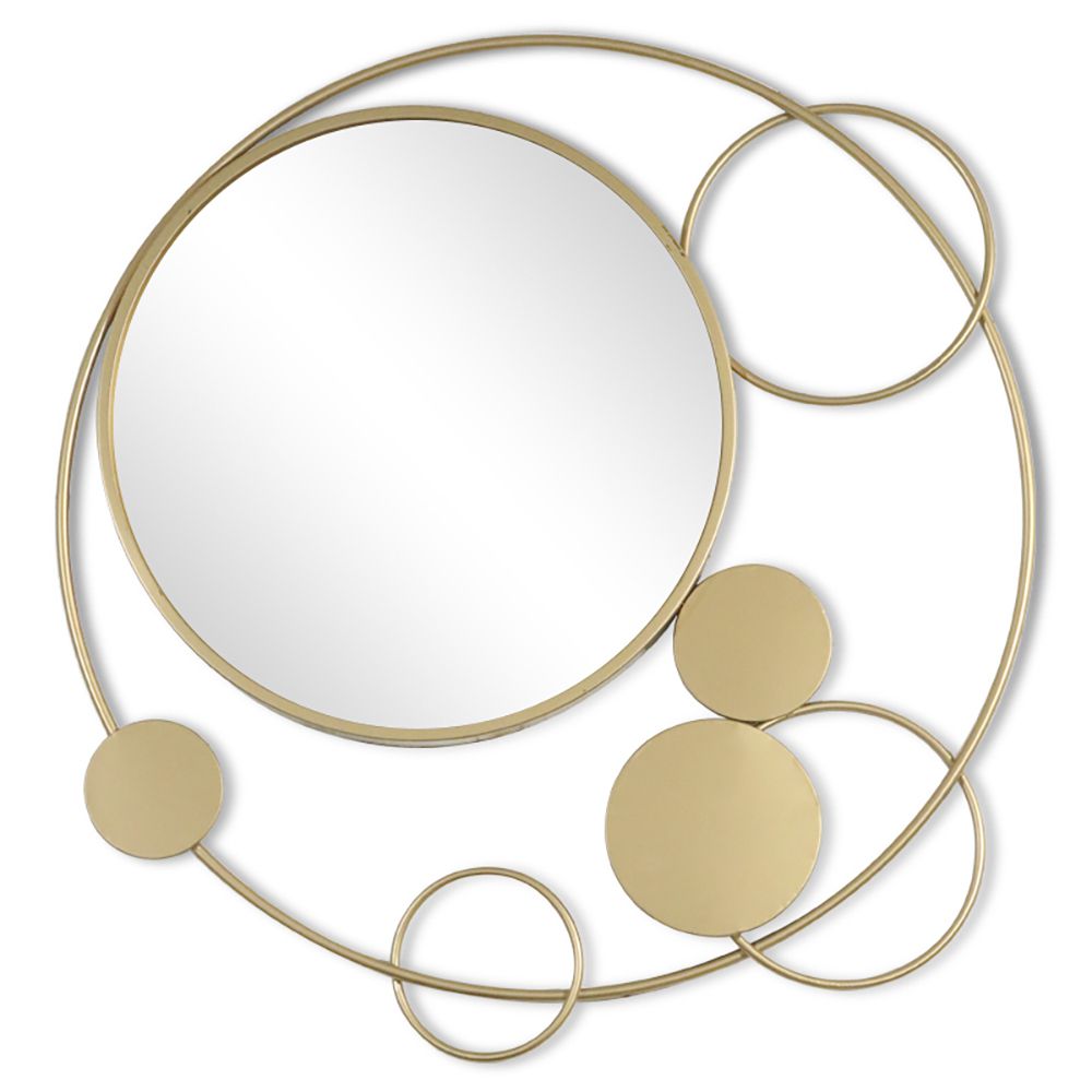 Καθρέφτης Στρογγυλός Μεταλλικός Με Κύκλους Χρυσός 76x81x3cm AI Decoration 76540