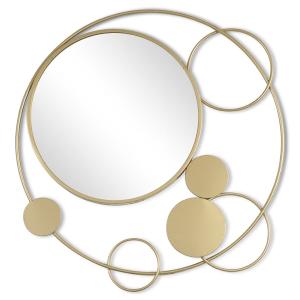Καθρέφτης Στρογγυλός Μεταλλικός Με Κύκλους Χρυσός 76x81x3cm AI Decoration 76540 - 35534