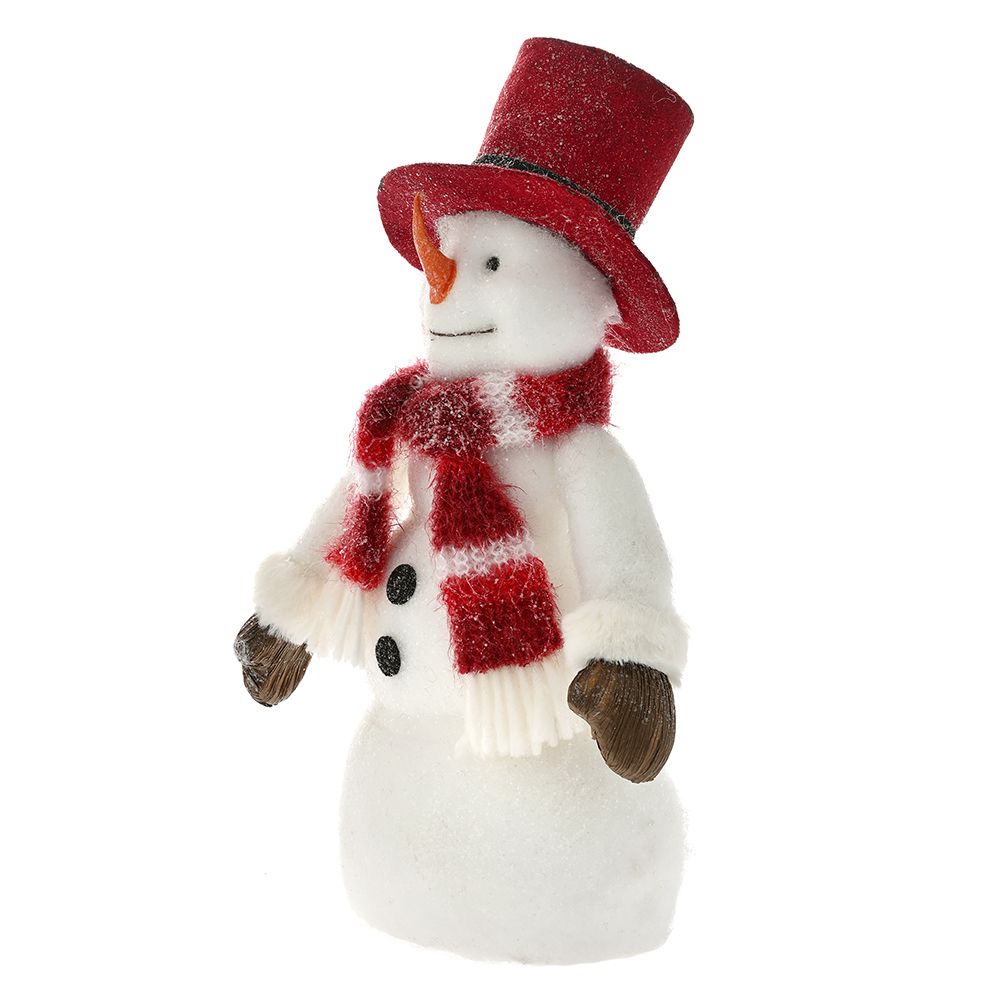 Χιονάνθρωπος Λευκός Με Κόκκινο Σκούφο & Κασκόλ 25x15x50cm AI Decoration 78870