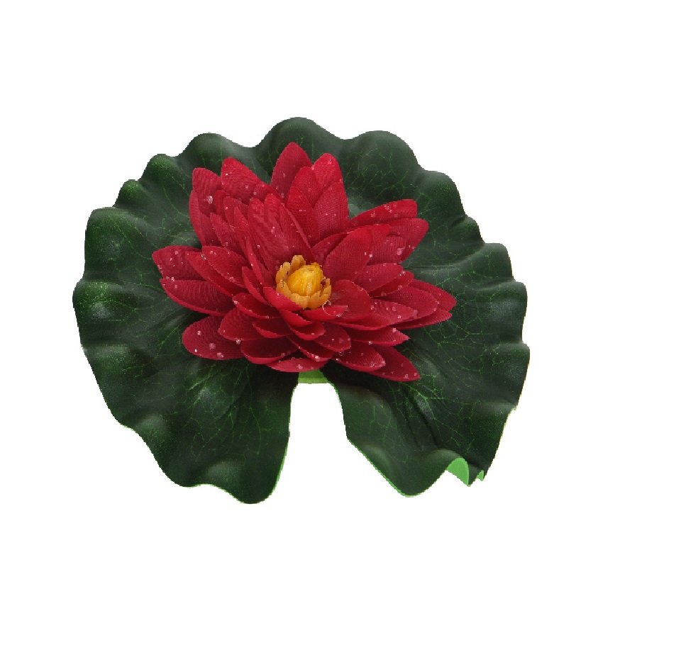 Διακοσμητικό Λουλούδι Lotus Κόκκινο Με Σταγόνες Νερού Από Πολυεστέρα Φ20x4cm Kaemingk 800913-2