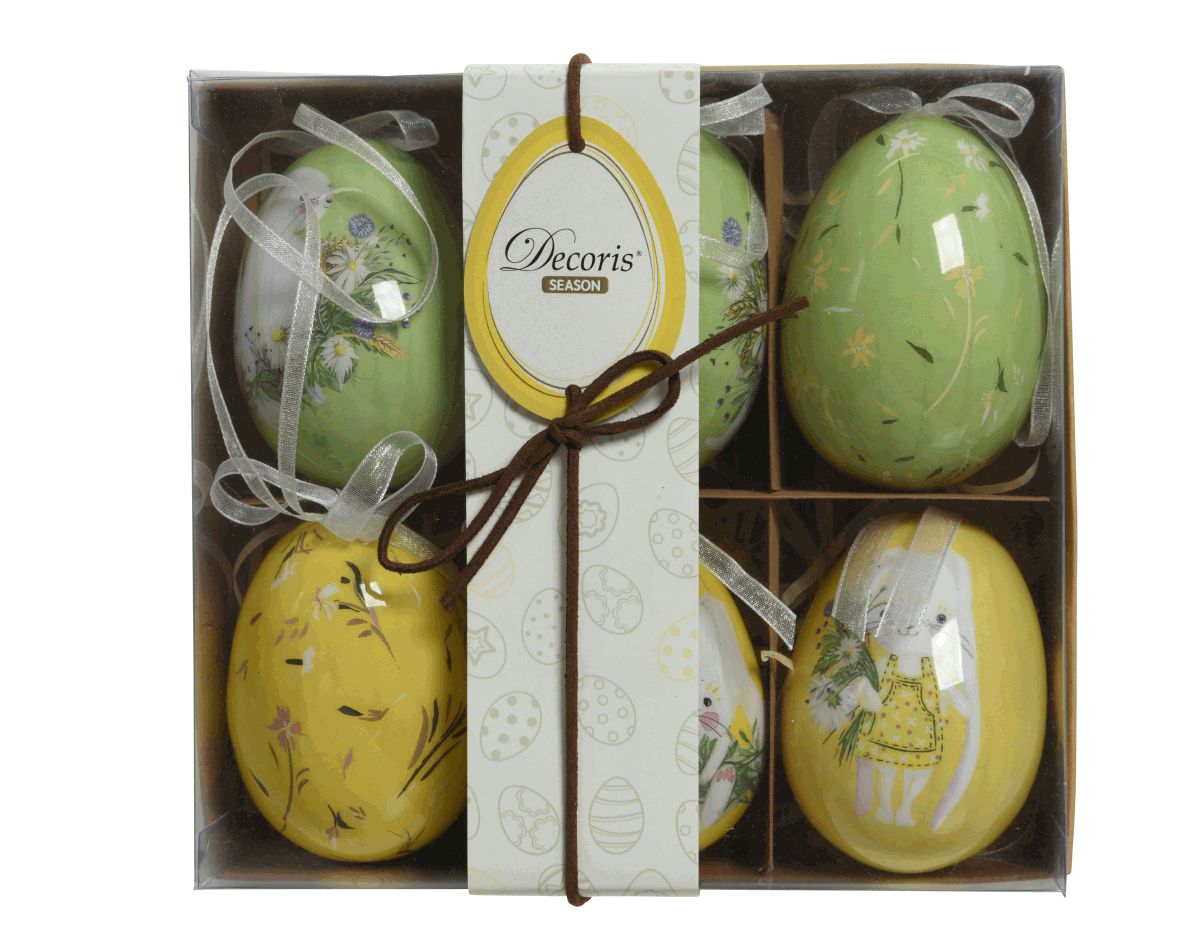 Διακοσμητικά Αυγά Γυαλιστερά Foam Με Σχέδια Λαγουδάκια Σετ 6 τμχ Φ5x7cm Kaemingk 803001