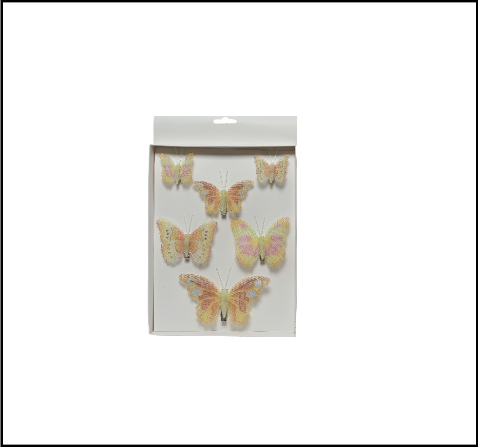Διακοσμητική Πεταλούδα Πορτοκαλί Polyester Σετ6τμχ 12x8x5cm Kaemingk 808286-3