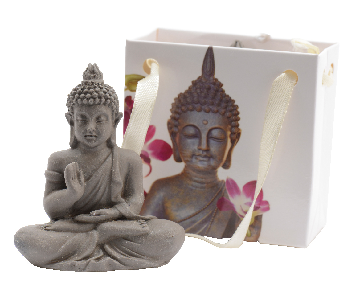 Διακοσμητικός Buddha Καφέ Polyresin Σε Τσάντα Δώρου 3x5x5,5cm Kaemingk 828017