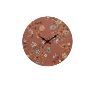 Διακοσμητικό Ρολόι Στρογγυλό MDF Μπορντώ Με Λουλούδια Φ33,8x3,5cm Kaemingk 879861-1 - 29916