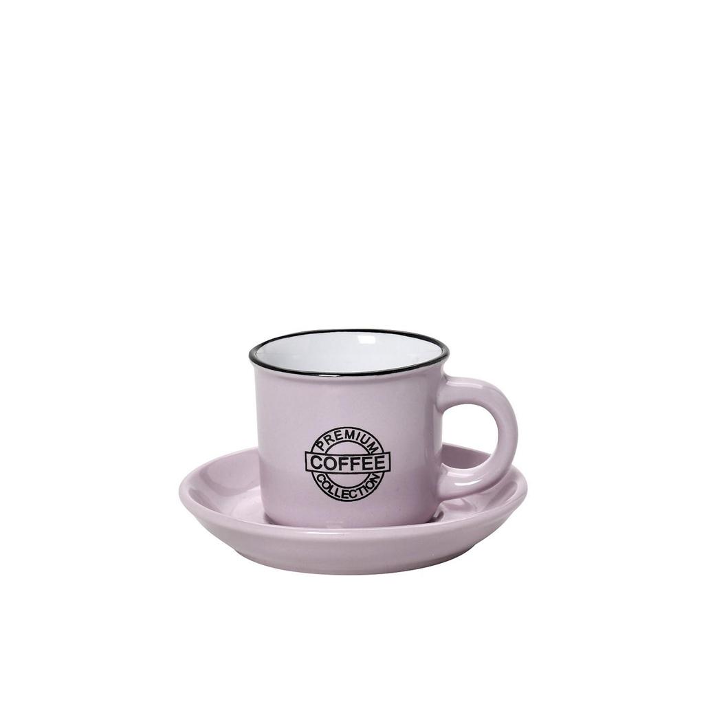 Φλιτζάνι 90ml Espresso "Coffee" Pink, με Πιατάκι Espiel HUN305K12