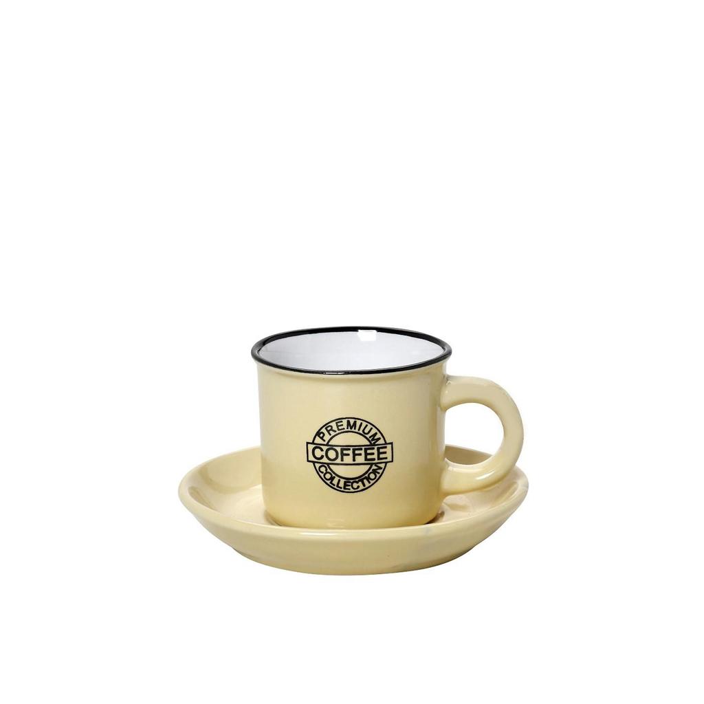Φλιτζάνι 90ml Espresso "Coffee" Yellow, με Πιατάκι Espiel HUN307K12