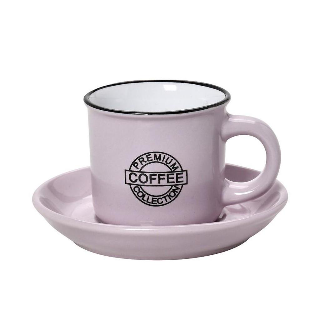 Φλιτζάνι & Πιατάκι Κεραμικό Cappuccino Ρόζ 300ml 14x9cm Espiel HUN308K6 - 0